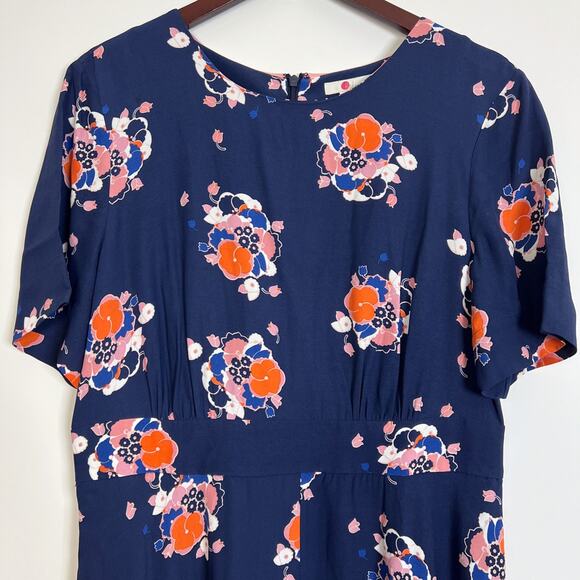Boden Ruth Navy Floral A Line Midi Dress Size US 12R UK 16R - Picture 2 of 10